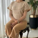 ست تیشرت شلوارک راه راه کد 1062