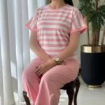 ست تیشرت شلوارک راه راه کد 1062