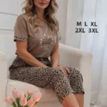 ست تیشرت شلوارک پلنگی کد 1060