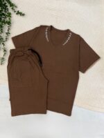 ست تیشرت شلوارک گندمی کد 1089