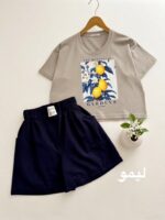 ست تیشرت شلوارک لینن کد 1118