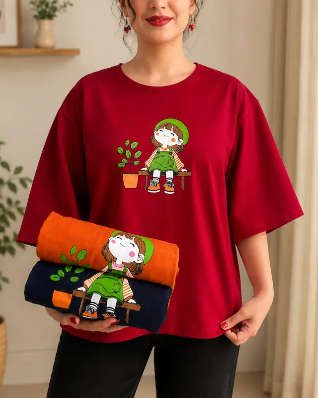تیشرت باکسی دختر کد 1146